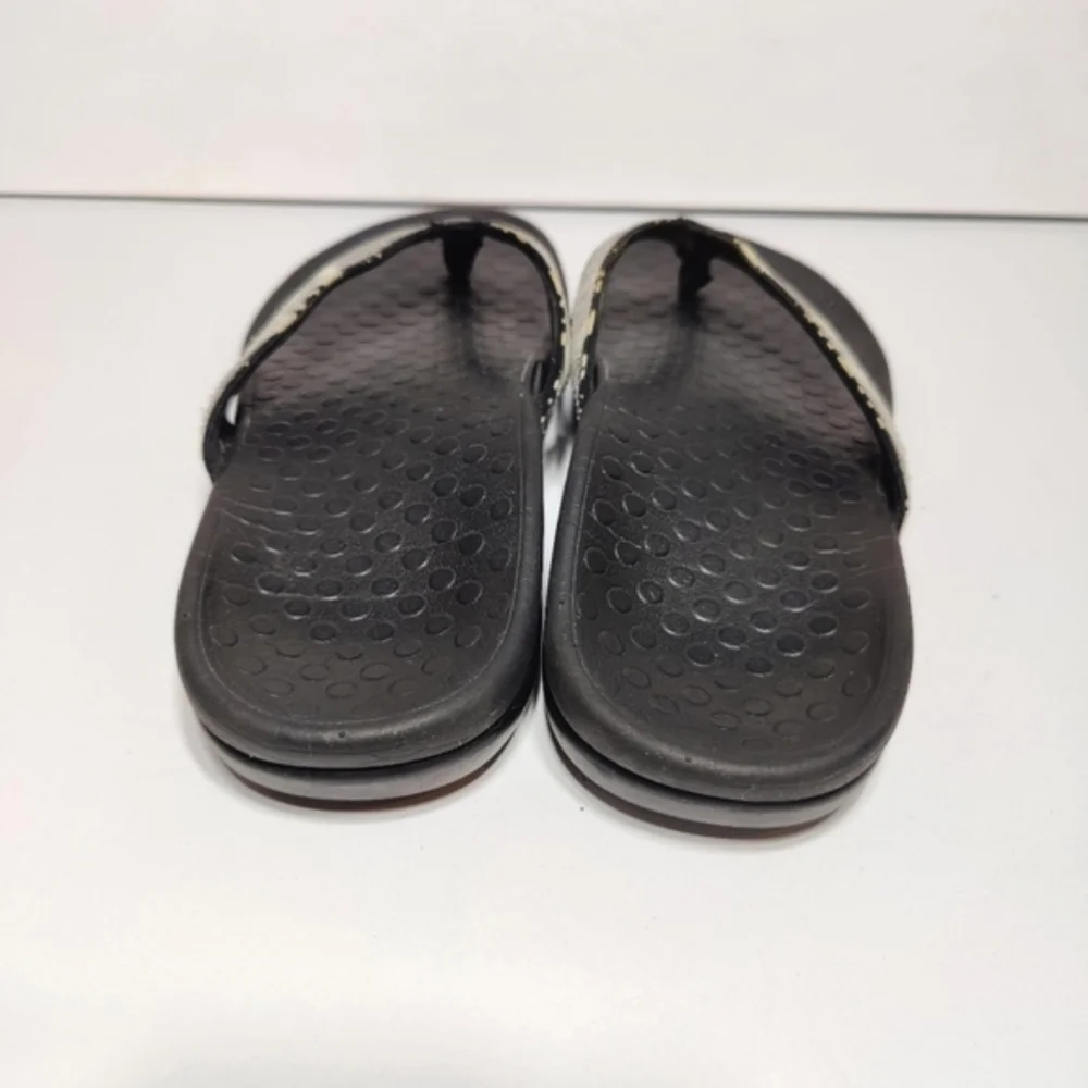 VIONIC Women's Tide  White/Black Sequins Orthotic Flip Flop Sandals Size 6